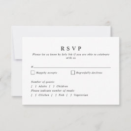 Eenvoudige Elegante Bloemenkrans Monogram Bruiloft RSVP Kaartje