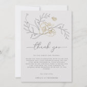 Eenvoudige Elegante Bloemenlijn Kunst Bruiloft Bedankkaart (Voorkant)