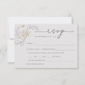 Eenvoudige Elegante Bloemenlijn Kunst Bruiloft RSVP Kaartje (Voorkant)
