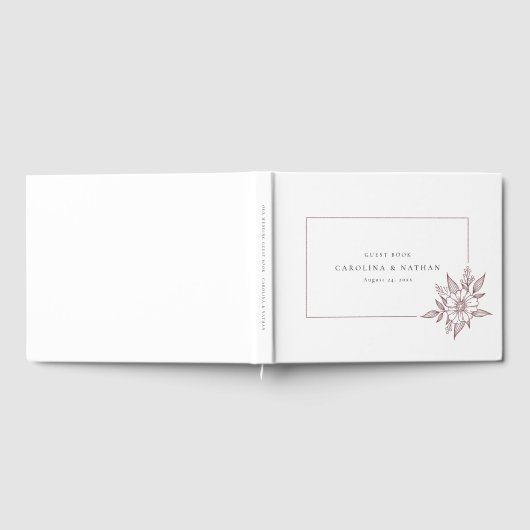 Eenvoudige elegante bloemenroest rode bruiloft gastenboek (Volledig)