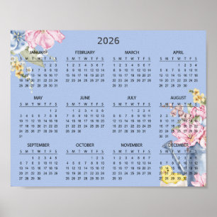Eenvoudige Elegante Bloemige Botanische 2026 Agend Poster
