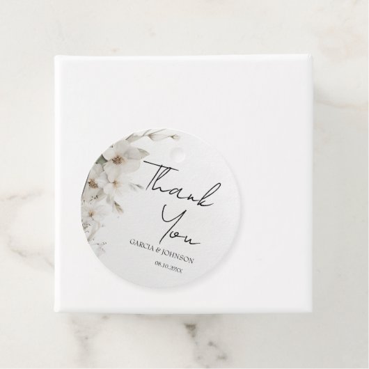 Eenvoudige Elegante Bloemige Trouwronde Bedankjes Labels (In situ)