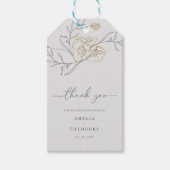 Eenvoudige Elegante Bloemlijn Kunst Bruiloft Cadeaulabel (Voorkant)