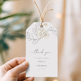 Eenvoudige Elegante Bloemlijn Kunst Bruiloft Cadeaulabel