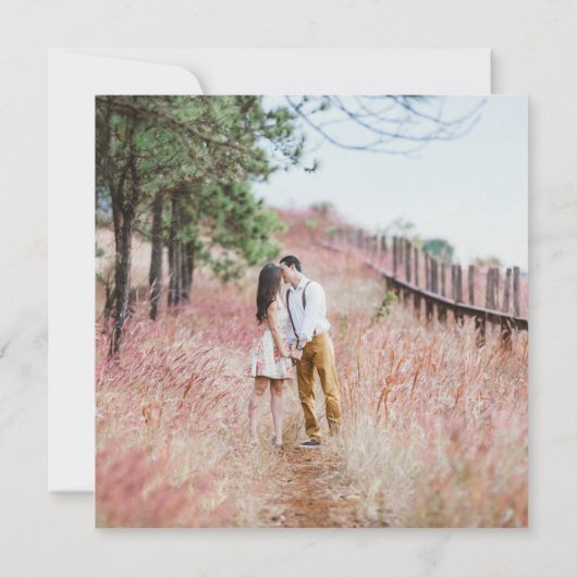 Eenvoudige Elegante Bloemtypografie Trouwfoto Kaart (Achterkant)