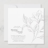 Eenvoudige Elegante Bloemtypografie Trouwfoto Kaart (Voorkant)