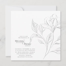 Eenvoudige Elegante Bloemtypografie Trouwfoto Kaart