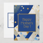 Eenvoudige elegante Blue Glitter Moederdag Kaart (Voorkant / Achterkant)