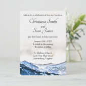 Eenvoudige elegante Blue Misty Mountain Waterverf Kaart (Staand voorkant)