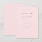 Eenvoudige Elegante Blush Roze Bruiloft Gast Detai Informatiekaartje (Voorkant / Achterkant)