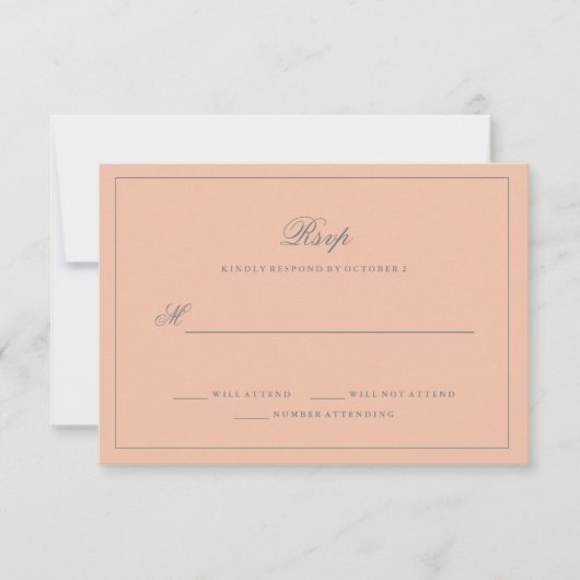 Eenvoudige Elegante Blush Roze Bruiloft RSVP (Voorkant)