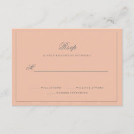 Eenvoudige Elegante Blush Roze Bruiloft RSVP Kaartje
