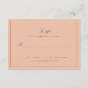 Eenvoudige Elegante Blush Roze Bruiloft RSVP Kaartje