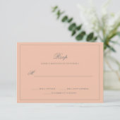 Eenvoudige Elegante Blush Roze Bruiloft RSVP Kaartje (Staand voorkant)