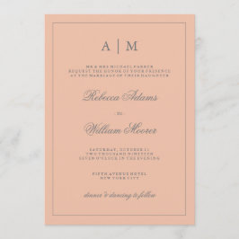 Eenvoudige Elegante Blush Roze Bruiloft Uitnodigin Kaart