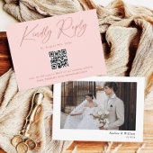 Eenvoudige Elegante Blush Roze QR Code Bruiloft RS Informatiekaartje