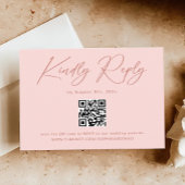Eenvoudige Elegante Blush Roze QR Code Bruiloft RS Informatiekaartje
