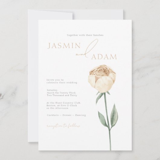 Eenvoudige Elegante Blush Roze Rose Bloemen Bruilo Kaart (Voorkant)