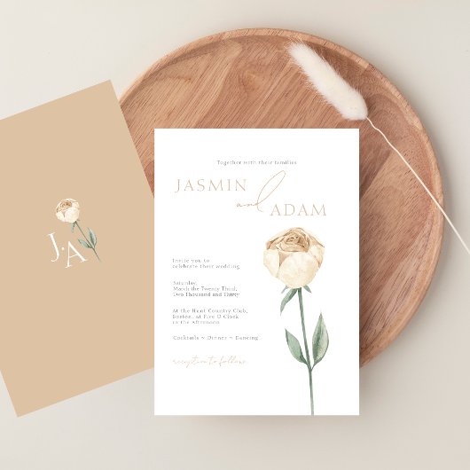 Eenvoudige Elegante Blush Roze Rose Bloemen Bruilo Kaart