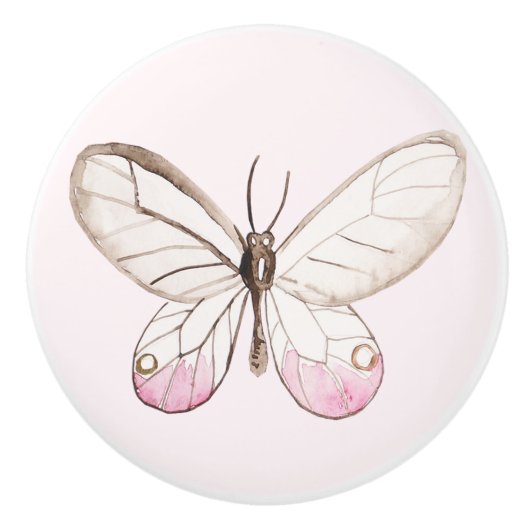 Eenvoudige & Elegante Blush Vlinder Keramische kno Knop (Voorkant)