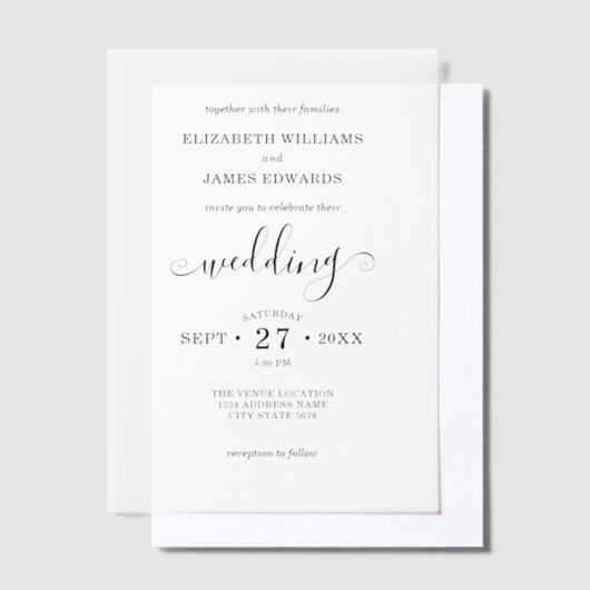 Eenvoudige elegante Boheemse bruiloft Vellum Uitnodigingen (Offset)