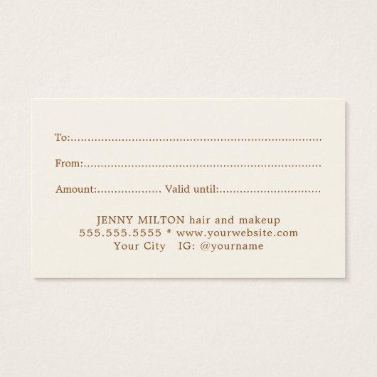 Eenvoudige elegante Boho Brown Beauty Visitekaartje (Achterkant)