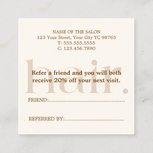 Eenvoudige Elegante Boho Brown Verwijzende Kaart (Achterkant)