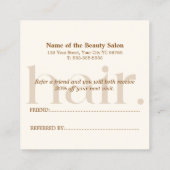 Eenvoudige Elegante Boho Brown Verwijzende Kaart (Achterkant)