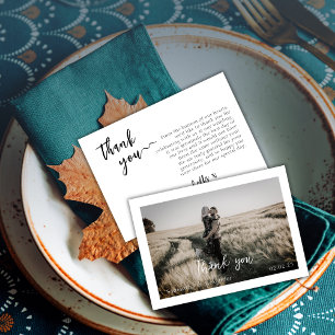 Eenvoudige Elegante Boho bruiloft Dank u fotokaart Bedankkaart