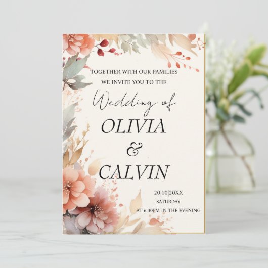 Eenvoudige elegante Boho bruiloft receptie uitnodi Bedankkaart (Staand voorkant)