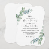 Eenvoudige Elegante Boho Eucalyptus Groene Huwelij Kaart (Voorkant / Achterkant)