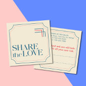 Eenvoudige Elegante Boho Retro Blauwe Verwijzende  Aanbevelingskaartje