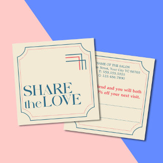 Eenvoudige Elegante Boho Retro Blauwe Verwijzende  Aanbevelingskaartje