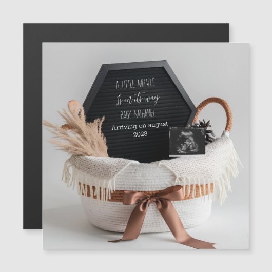 Eenvoudige elegante boho zwangerschapsaankondiging (Voorkant / Achterkant)