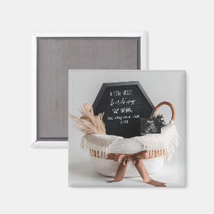 Eenvoudige elegante boho zwangerschapsaankondiging magneet