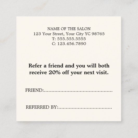 Eenvoudige Elegante Boho Zwart Wit Referral Kaart (Achterkant)