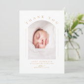 Eenvoudige elegante boog Baby shower foto Bedankkaart (Staand voorkant)