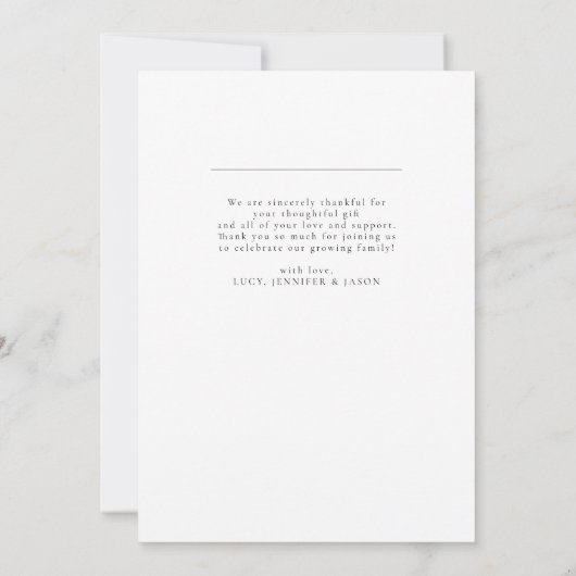 Eenvoudige elegante boog Baby shower foto Bedankkaart (Achterkant)