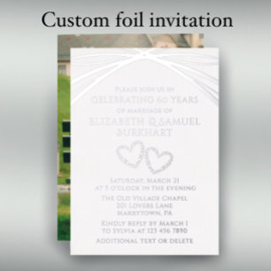 Eenvoudige Elegante Boog Foto 60ste Huwelijksverja Folie Uitnodiging
