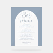 Eenvoudige elegante boog, grijs, bruiloft bar menu acryl bord (Voorkant)