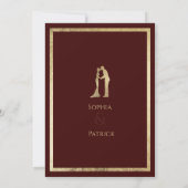 Eenvoudige elegante bordeaux gouden ringen Bruilof Kaart (Achterkant)