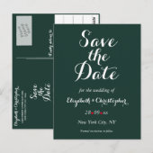 Eenvoudige Elegante Bos Groene Bruiloft Save the D Briefkaart (Voorkant / Achterkant)