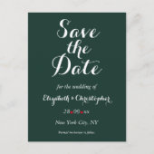 Eenvoudige Elegante Bos Groene Bruiloft Save the D Briefkaart (Voorkant)