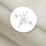 Eenvoudige elegante botanische bladeren bruiloft ronde sticker<br><div class="desc">De Robuuste hand illustreerde botanische bladeren met een zwart-wit,  eenvoudig en elegant,  geweldige trouwbonbakkers voor de zomerboho rustic bruiloft,  botanische tuinbruiloft in de lente. Alle overeenkomende stukken in collectie bekijken</div>