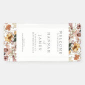 Eenvoudige Elegante Botanische Bloemen Bruiloft We Spandoek (Horizontaal)
