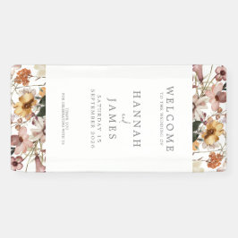 Eenvoudige Elegante Botanische Bloemen Bruiloft We Spandoek