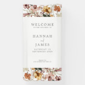 Eenvoudige Elegante Botanische Bloemen Bruiloft We Spandoek (Verticaal)