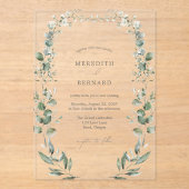 Eenvoudige elegante botanische bruiloft acryl uitnodigingen (Voorkant)