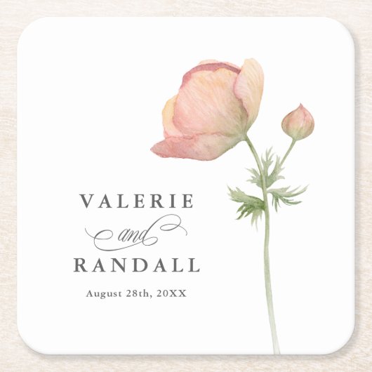 Eenvoudige elegante botanische bruiloft kartonnen onderzetters (Voorkant)