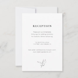 Eenvoudige elegante botanische bruiloft receptie k RSVP kaartje